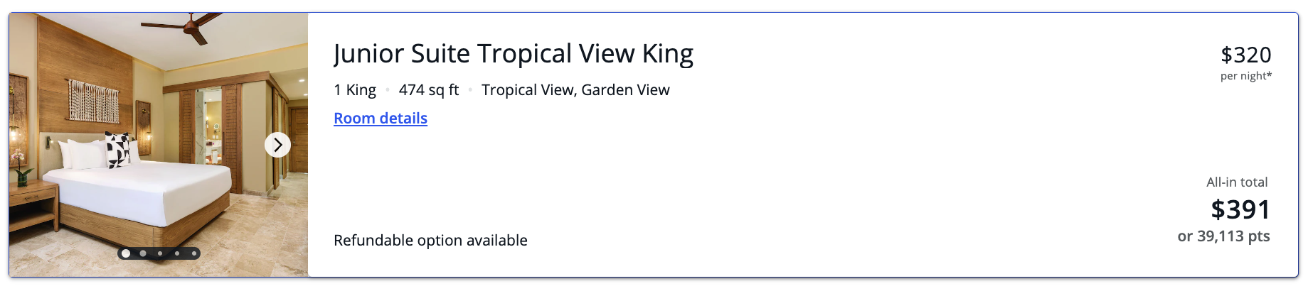 Screenshot of a Chase Travel booking at the Hyatt Zilara Riviera Maya.
